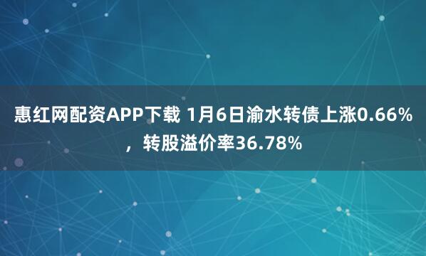 惠红网配资APP下载 1月6日渝水转债上涨0.66%，转股溢价率36.78%